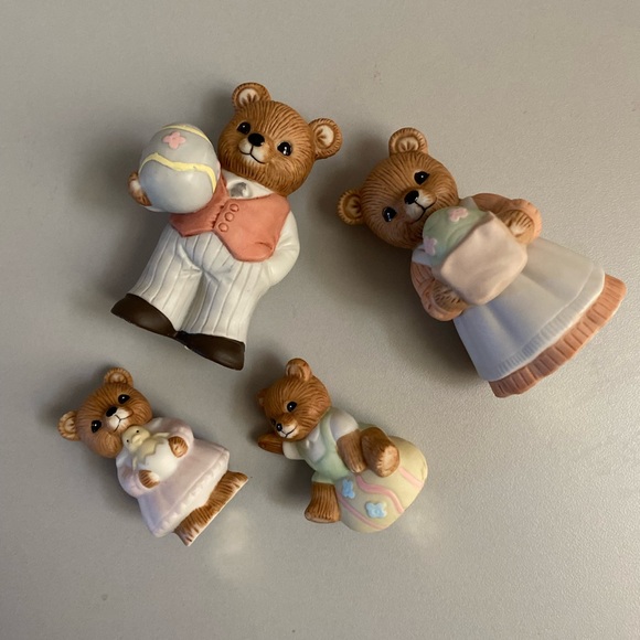 Homco Easter Bears Figurines #1430 family of 4 - Picture 3 of 8